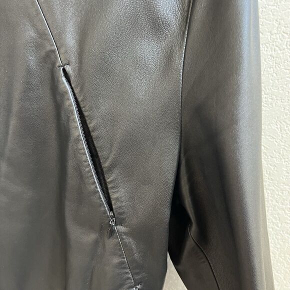 Sandy Dalal Vtg Leather Jacket Mens Sz 48 US M Black Full Zip Pockets - Picture 3 of 9